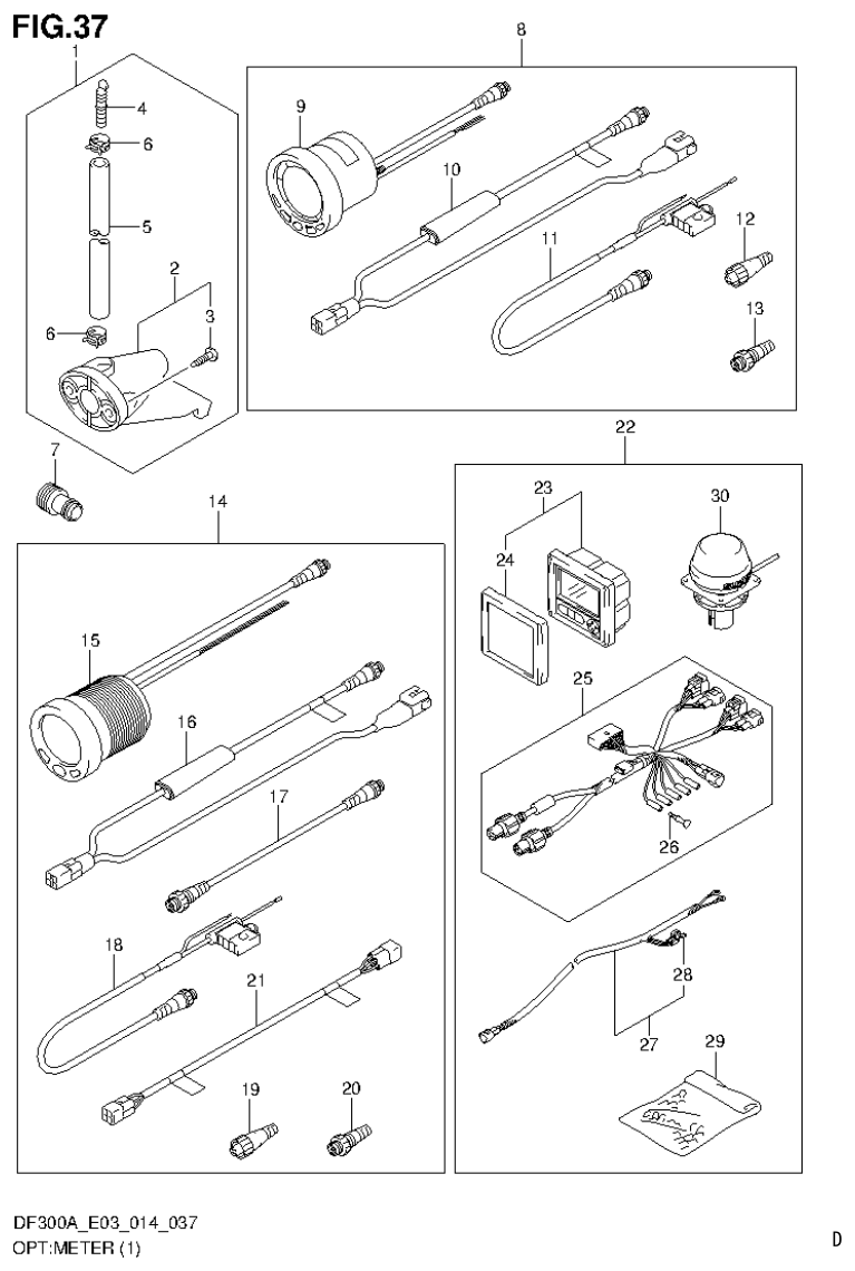 Suzuki DF250AP OPT:METER (1) parts diagram